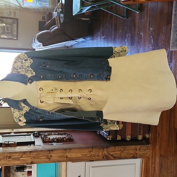 Denim Jacket with Lace Accents - Picture 7 of 7